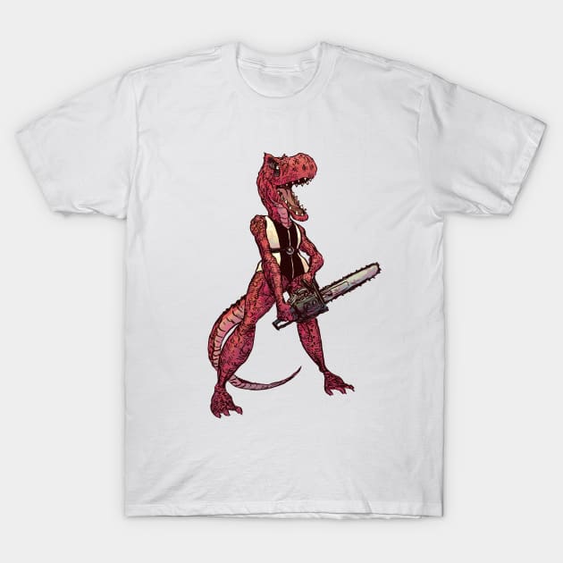 Allosaurus with a Chainsaw T-Shirt by jesse.lonergan